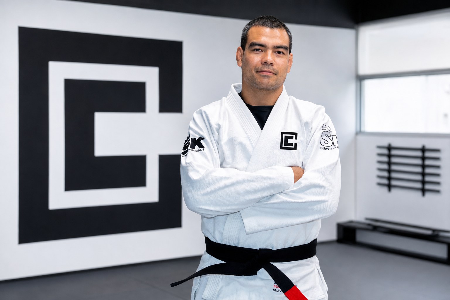 Portrait of Chess Club head BJJ coach Rafael Miyashiro in a white gi